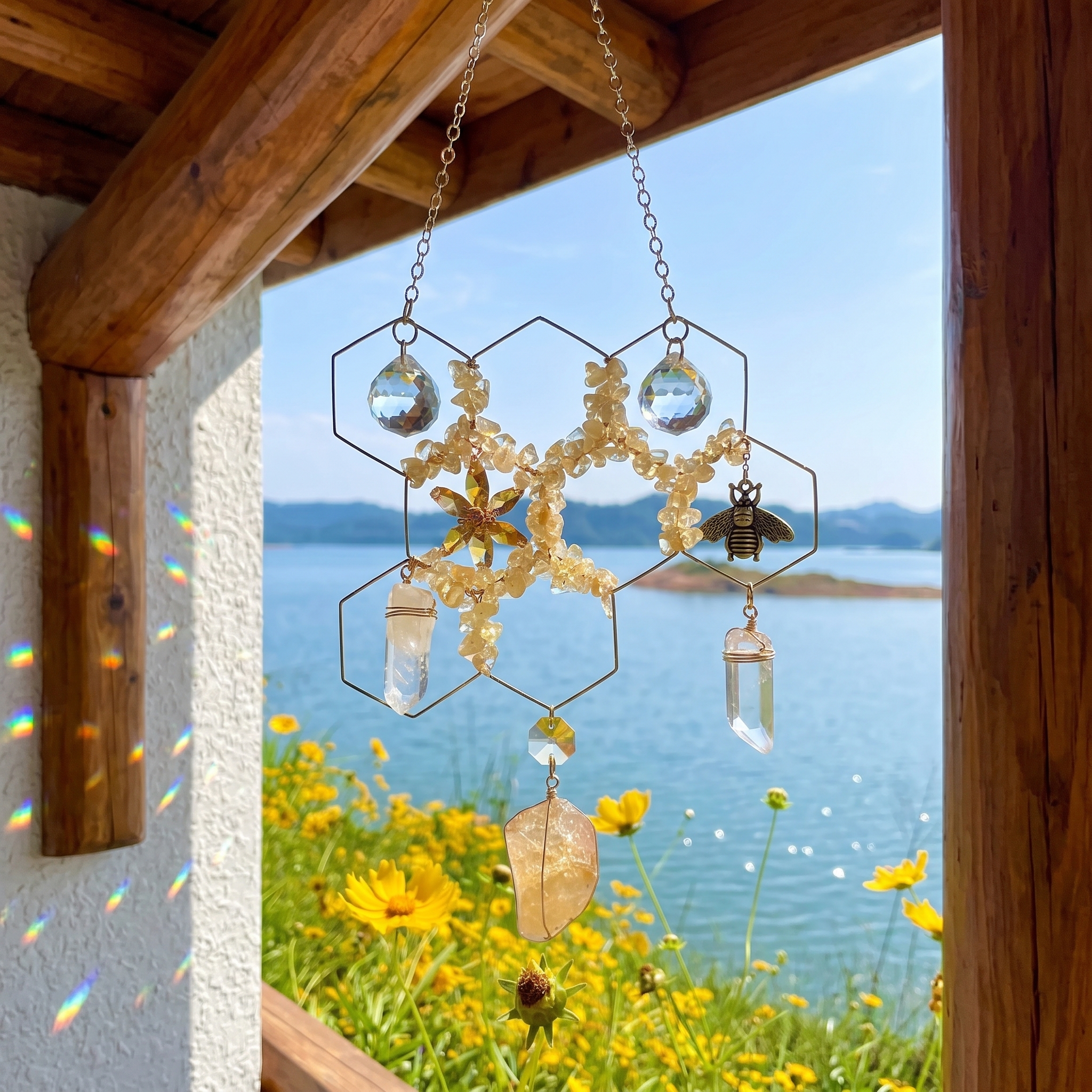 🔥Limited-time 60% off sale-Citrine Crystal Beehive Suncatcher