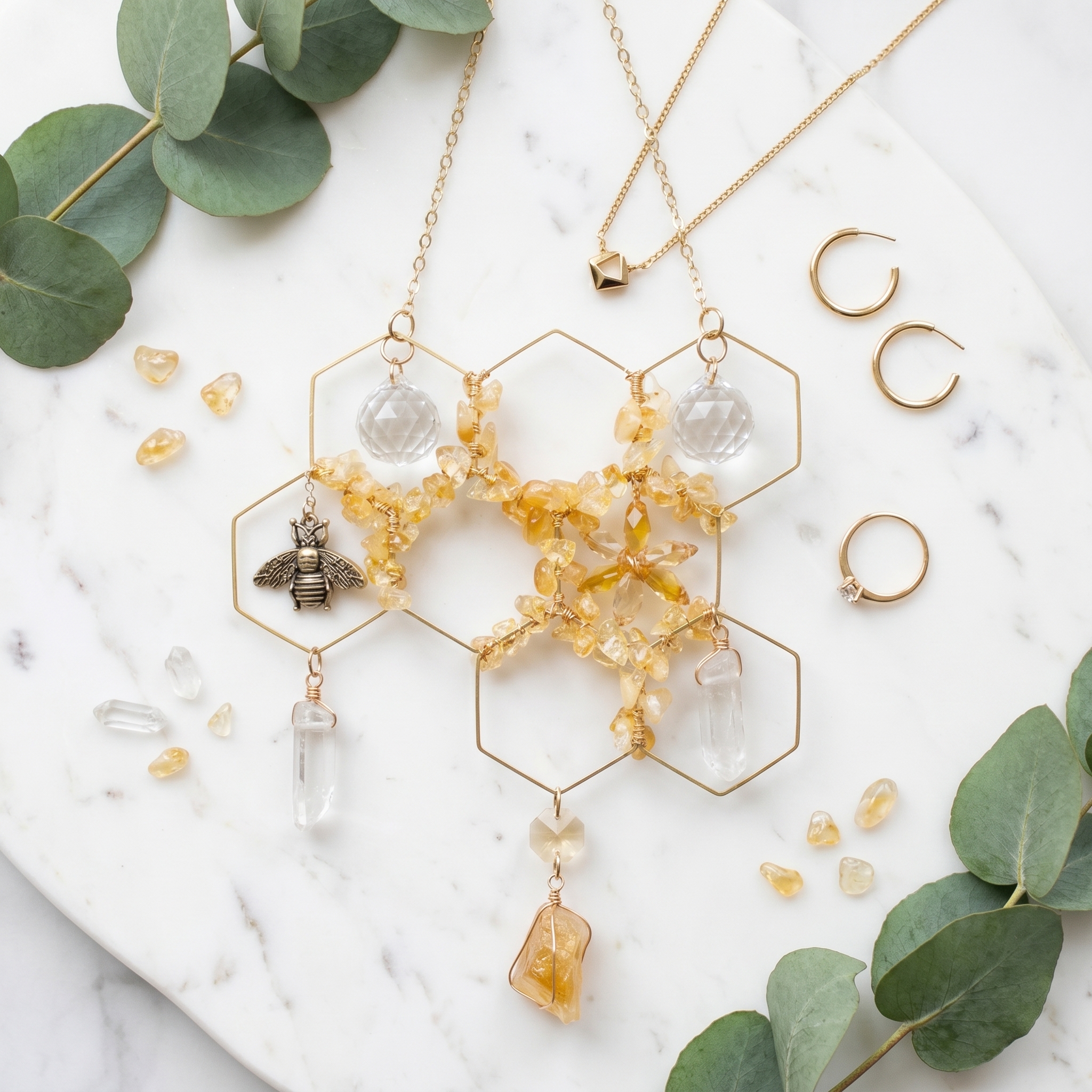 🔥Limited-time 60% off sale-Citrine Crystal Beehive Suncatcher