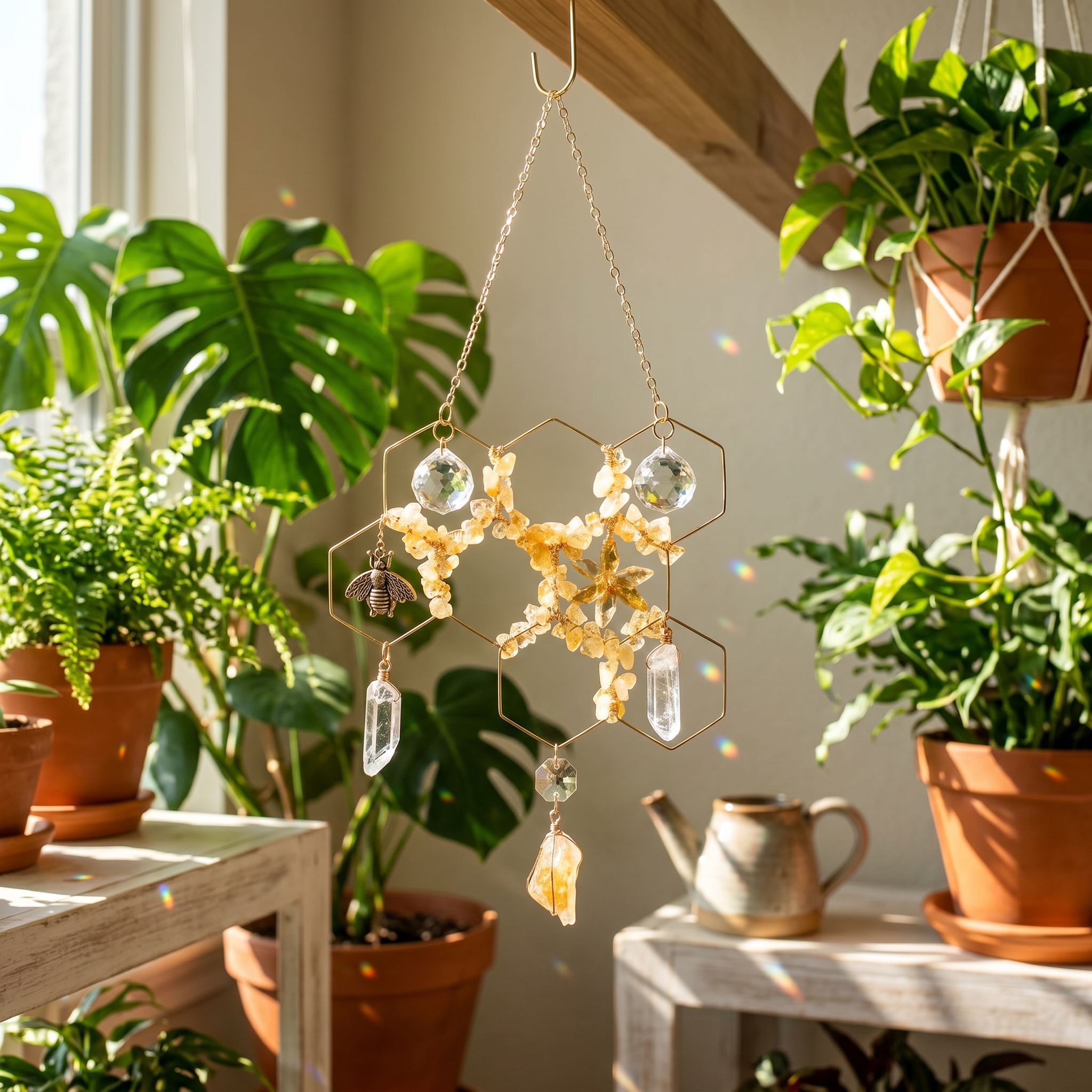 🔥Limited-time 60% off sale-Citrine Crystal Beehive Suncatcher