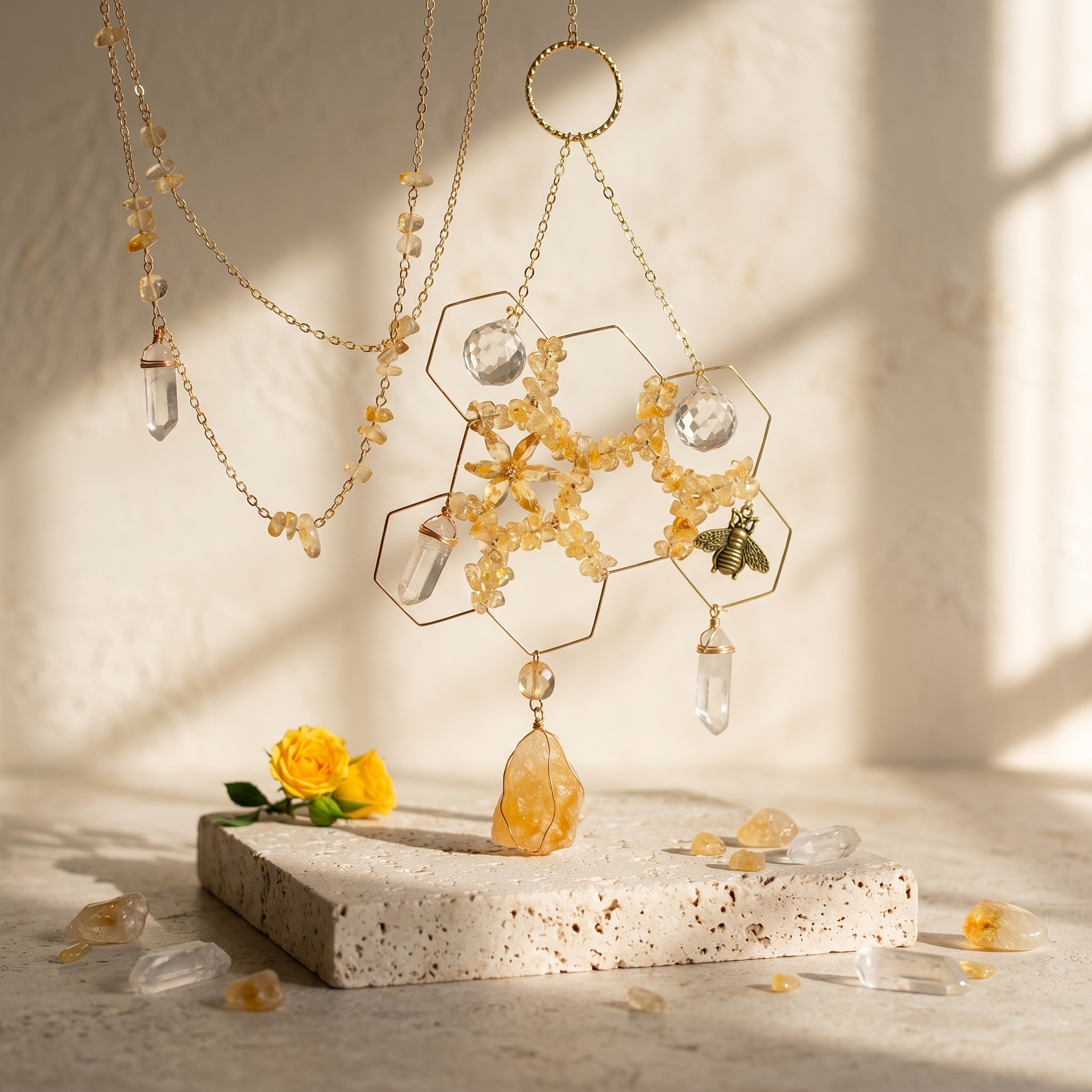 🔥Limited-time 60% off sale-Citrine Crystal Beehive Suncatcher