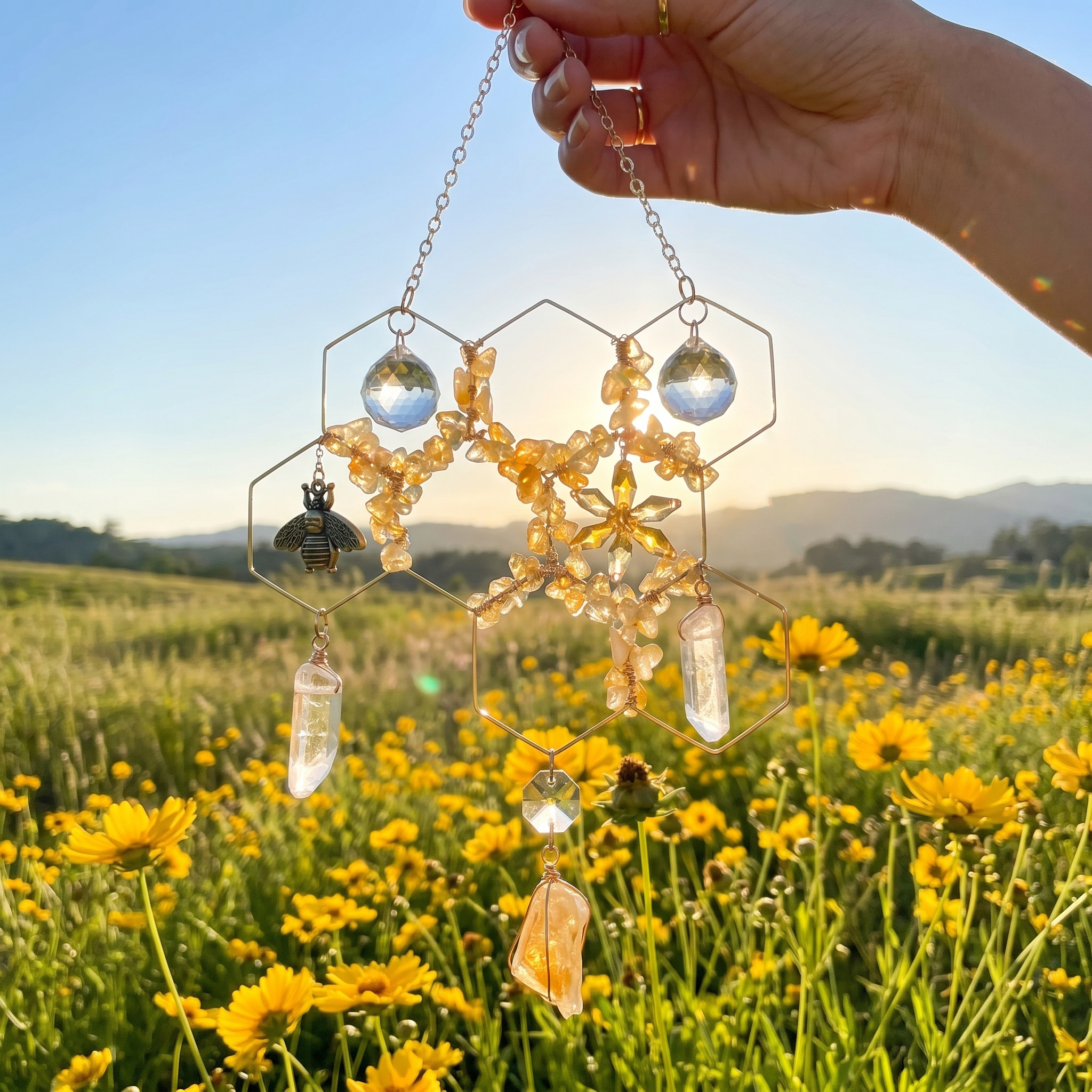 🔥Limited-time 60% off sale-Citrine Crystal Beehive Suncatcher
