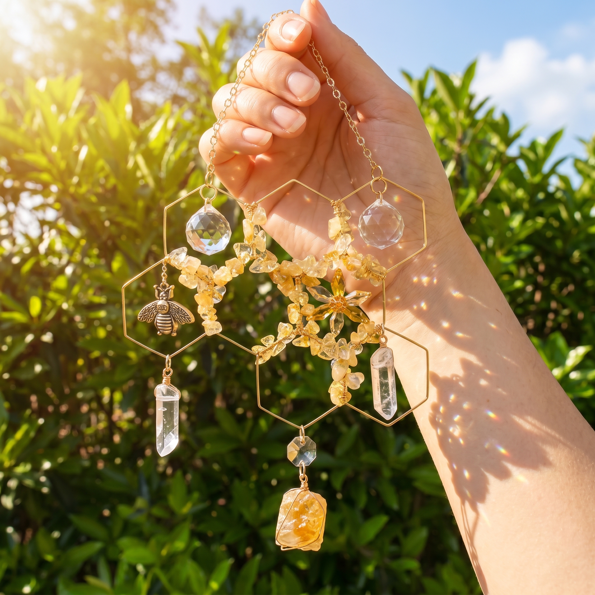 🔥Limited-time 60% off sale-Citrine Crystal Beehive Suncatcher