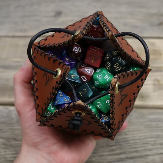 🎄Christmas Gifts - Leather D20 dice bag