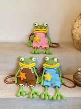 Hand Crocheted Big Mouth Frog Crossbody Bag | Cute Ugly Phone Bag for Daily Use