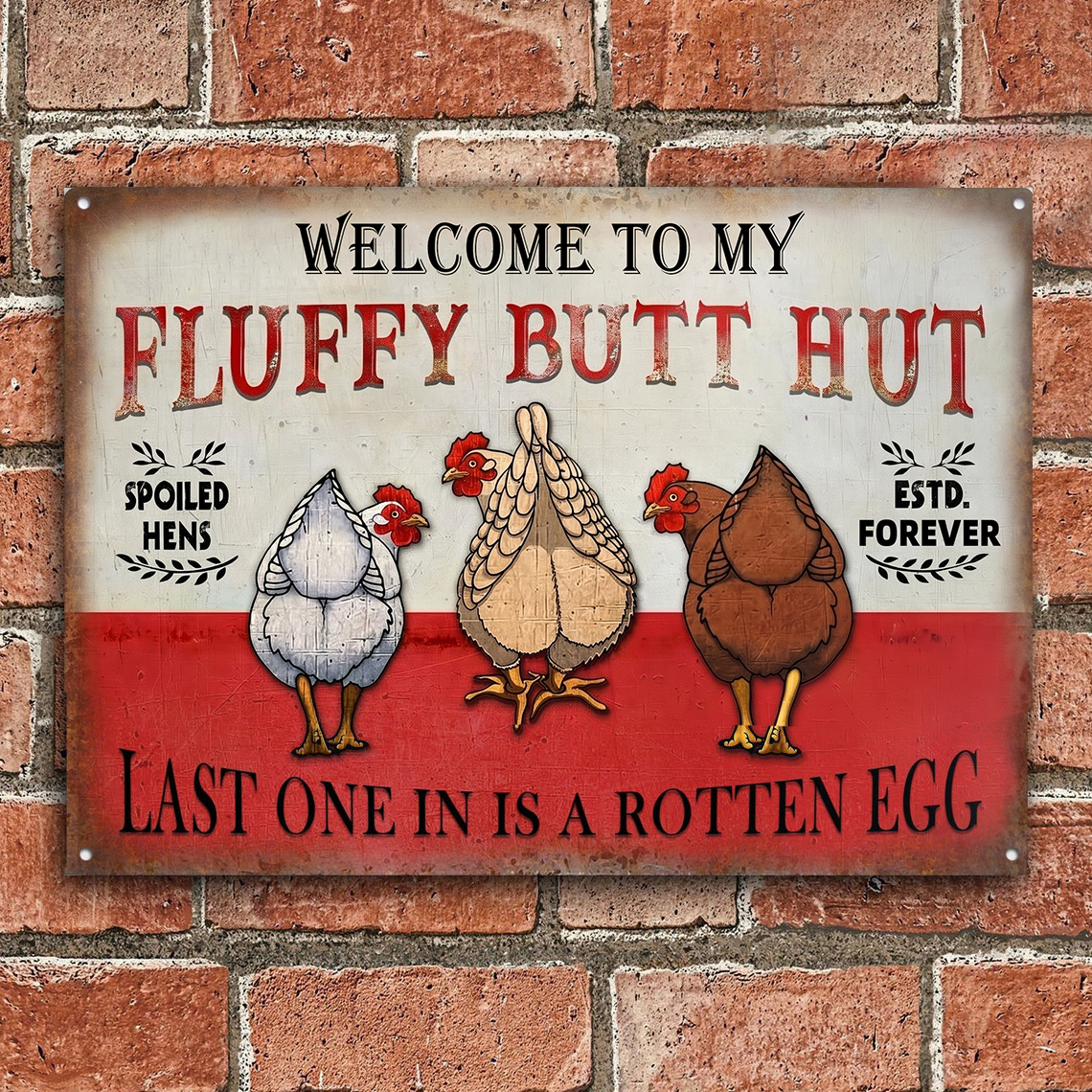  🐔Personalized "Fluffy Butt Hut" Farm Sign – Spoiled Hens & Rustic Charm