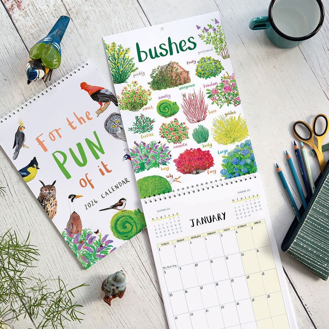 2024 'For The Pun Of It' Cheeky Double Page Wall Calendar