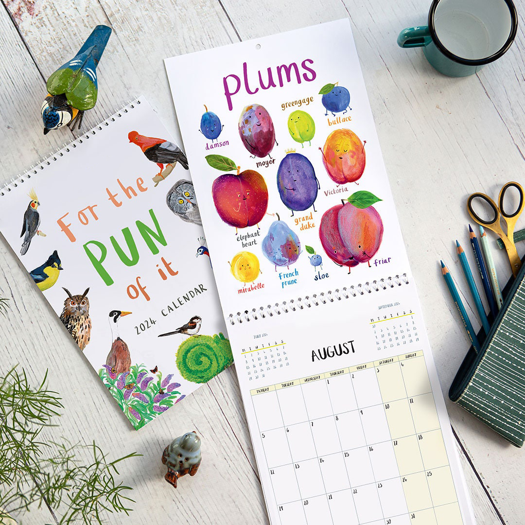 2024 'For The Pun Of It' Cheeky Double Page Wall Calendar
