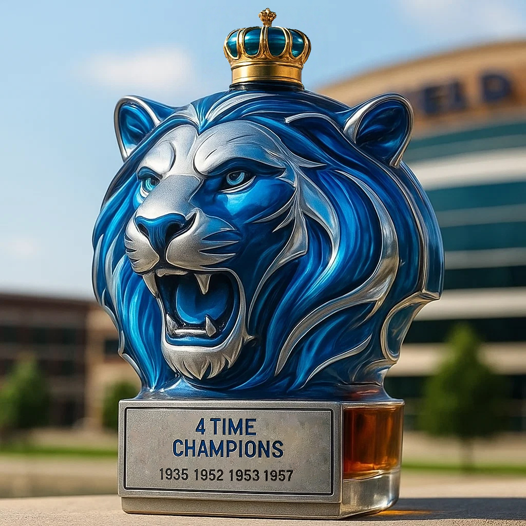 Detroit Lions Lion Head Whiskey Decanter