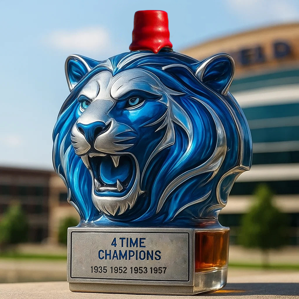 Detroit Lions Lion Head Whiskey Decanter