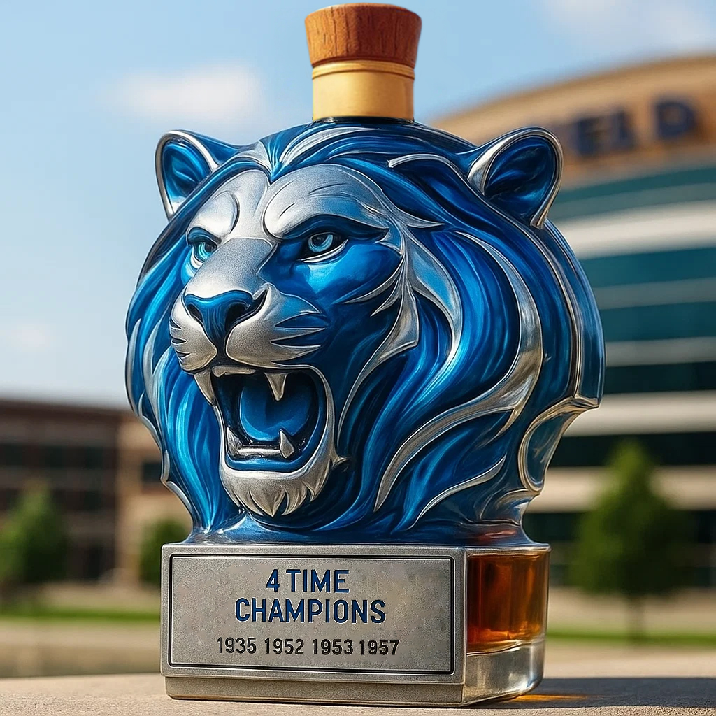 Detroit Lions Lion Head Whiskey Decanter