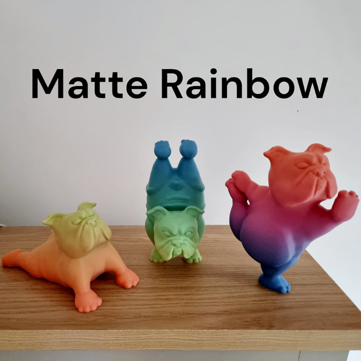 3D Printed Bulldog Yoga Statue Set ( 3 PCS )