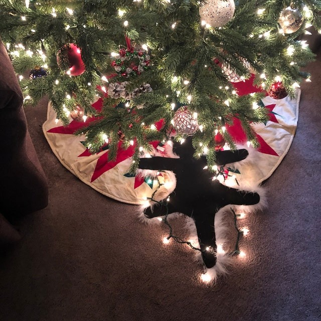 Fried Cat Faux Fur Trimmed Rug