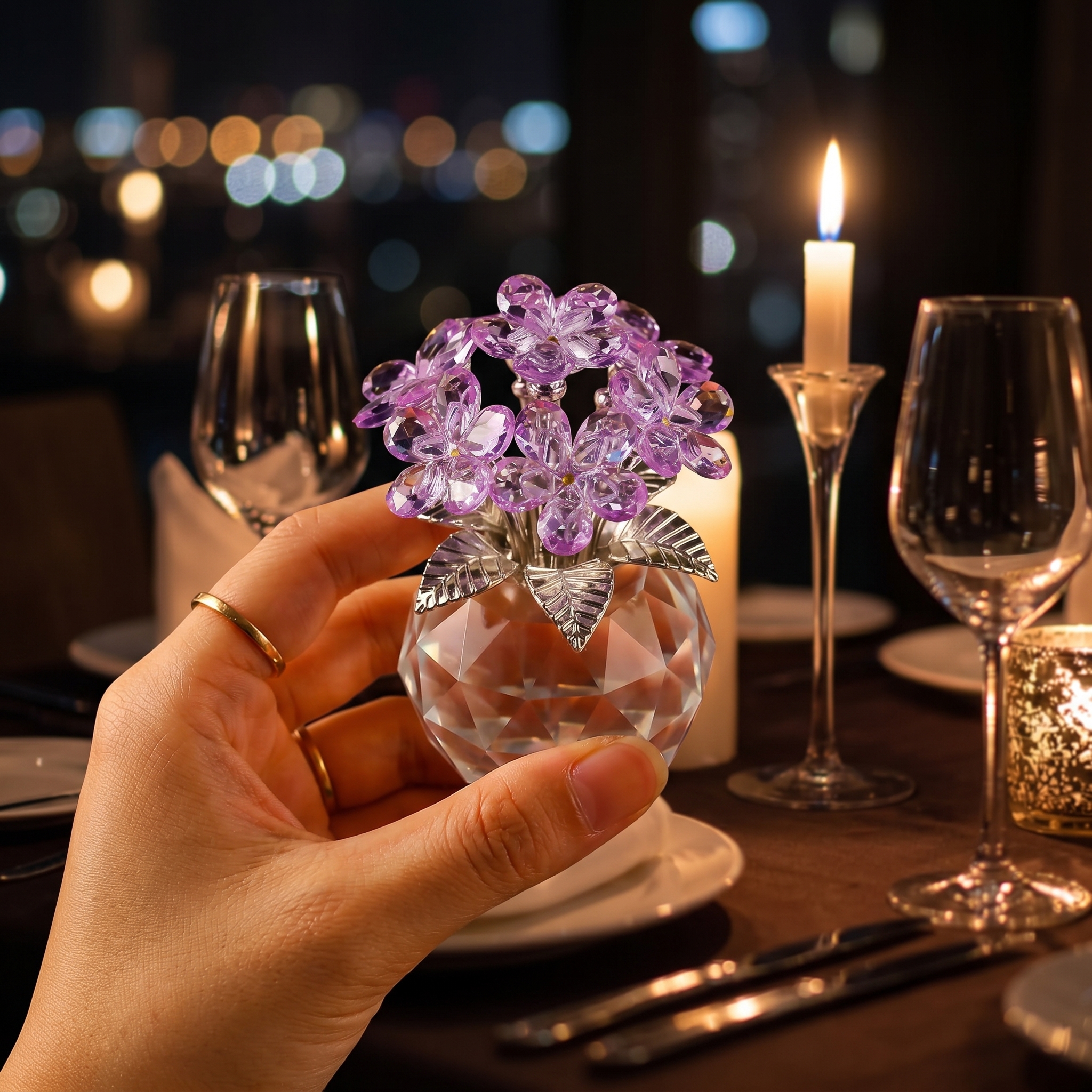 Everlasting Memories: The Crystal Forget-Me-Not Bouquet
