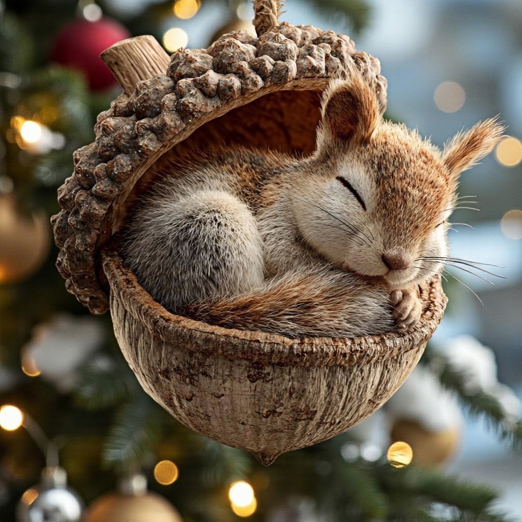Forest Animal Acorn Christmas Ornaments