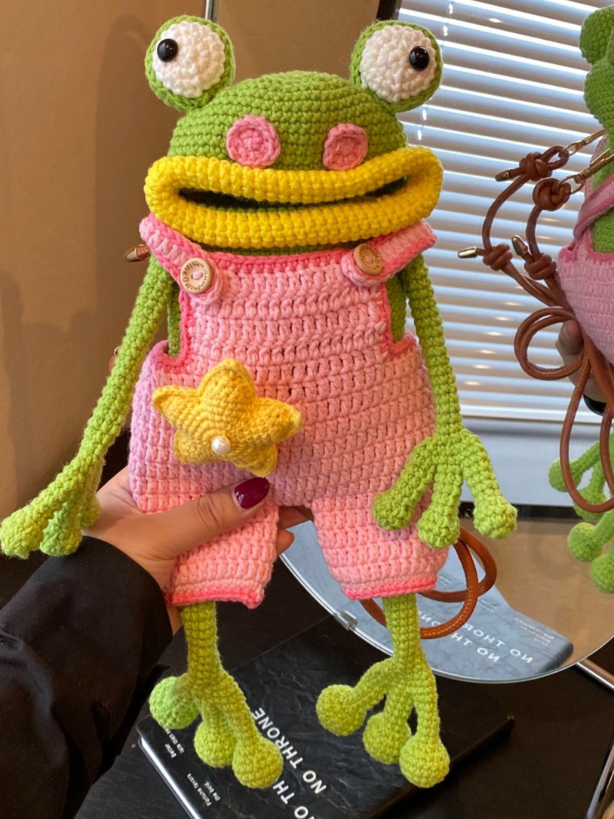 Hand Crocheted Big Mouth Frog Crossbody Bag | Cute Ugly Phone Bag for Daily Use