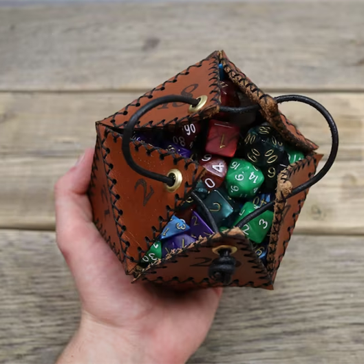 🎄Christmas Gifts - Leather D20 dice bag
