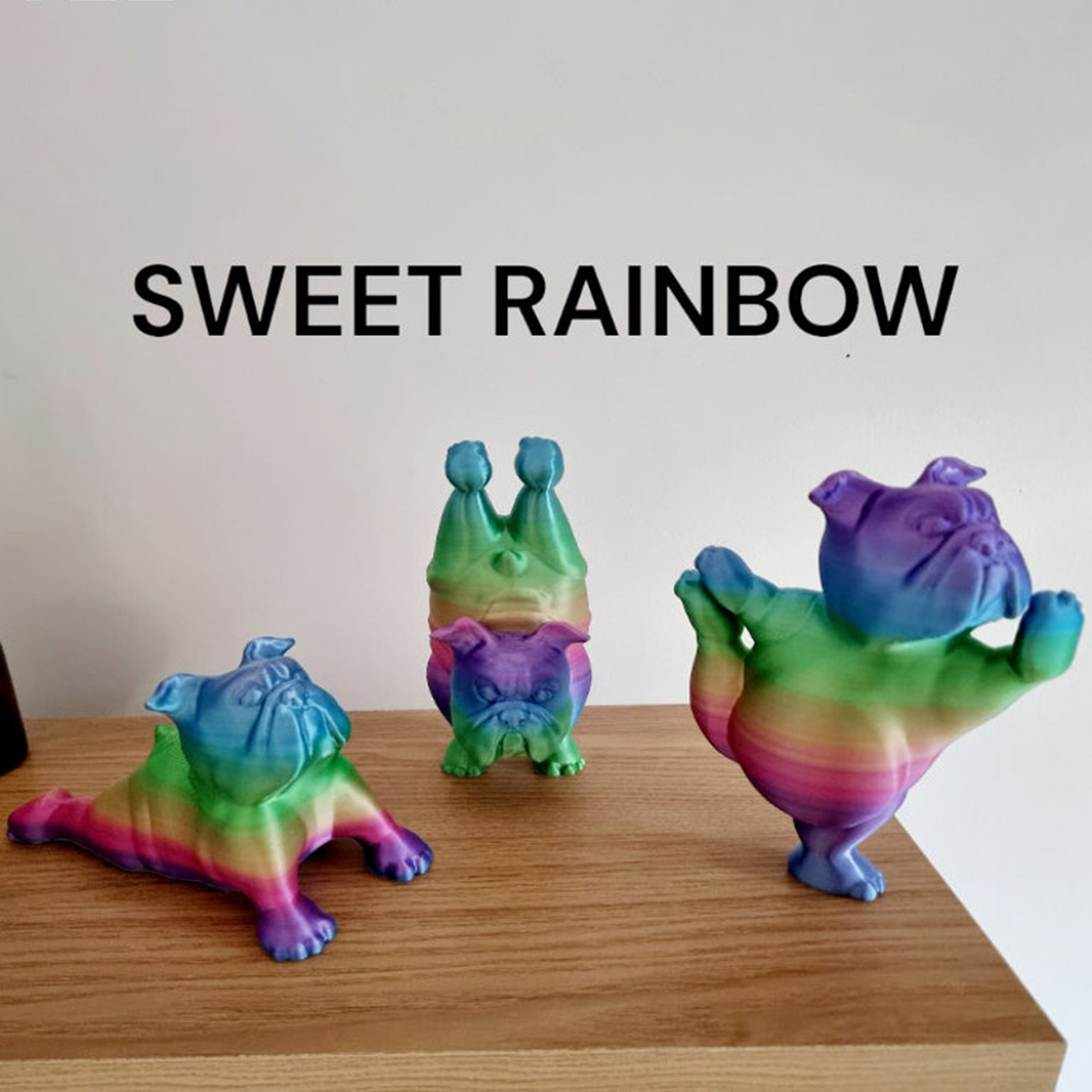 3D Printed Bulldog Yoga Statue Set ( 3 PCS )