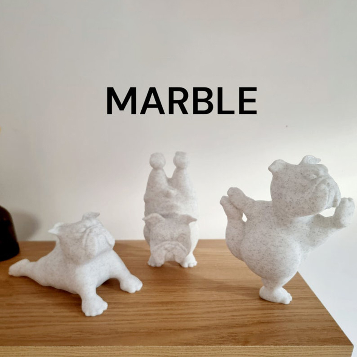 3D Printed Bulldog Yoga Statue Set ( 3 PCS )