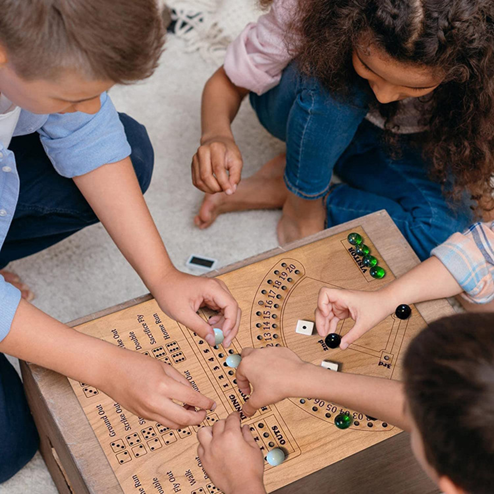 Taize Kid Board Game Natural Environmentally Friendly Smooth Multiple Accessories Exercise Patience Parent-children Interaction Wood Baseball Dice Board Game Gift