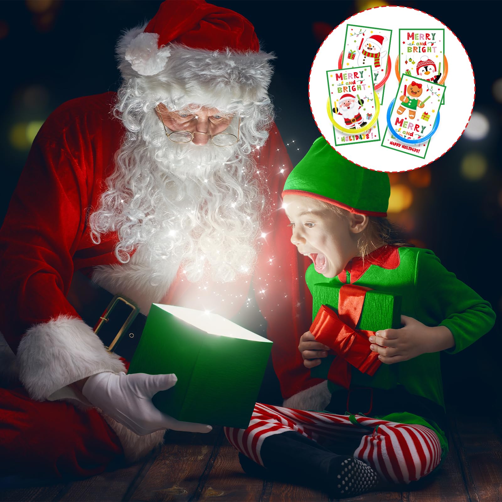 36 Set Christmas Gifts Merry Christmas Cards with Glow Sticks