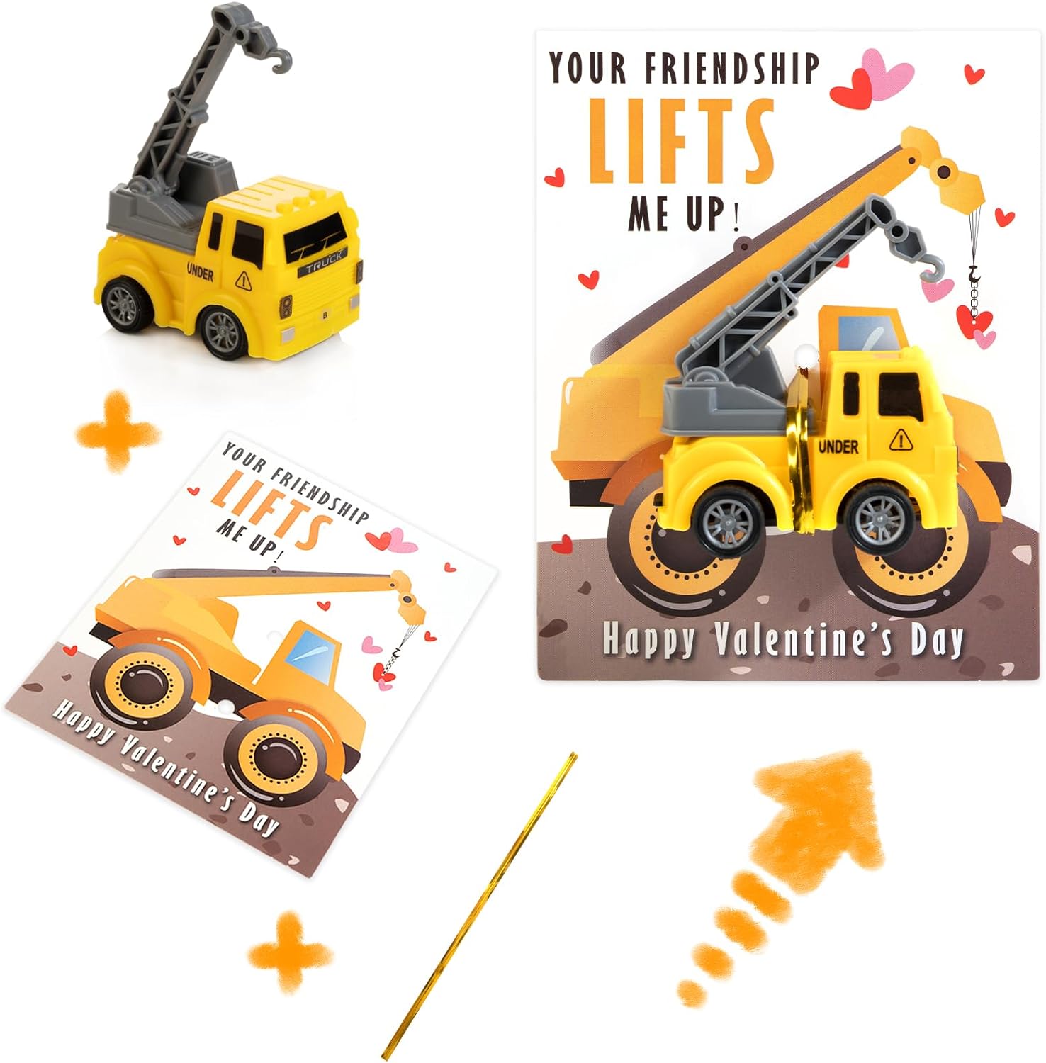 🚐24 Construction Vehicles Toys Card - Valentines Cards for Kids