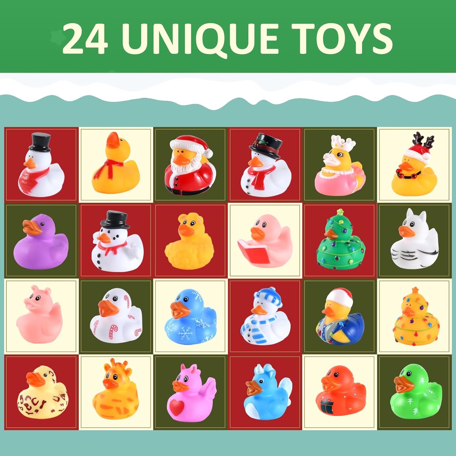 Advent Calendar 2024-24 Rubber Ducks Toys Advent Calendar for Kids