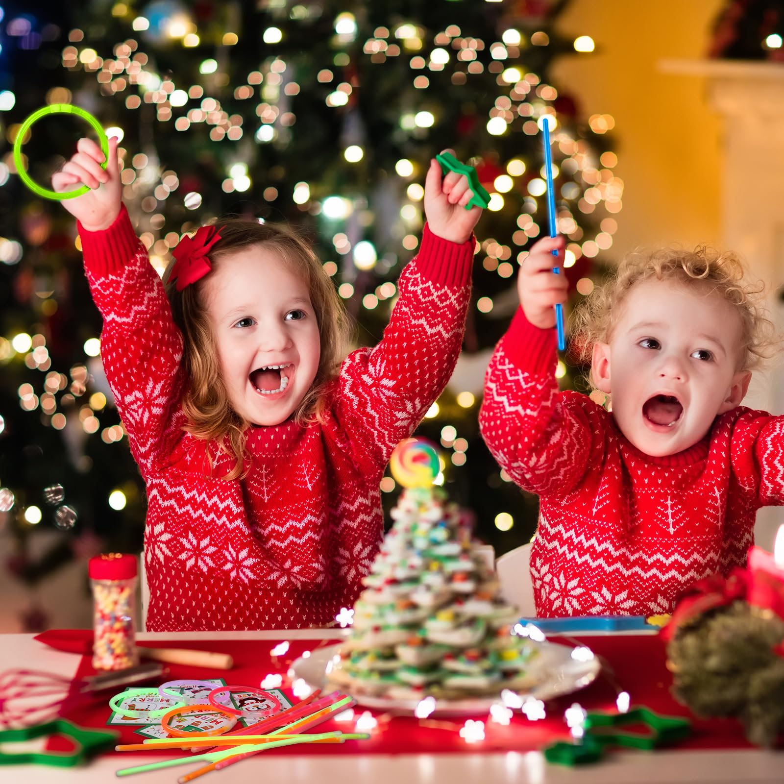 36 Set Christmas Gifts Merry Christmas Cards with Glow Sticks