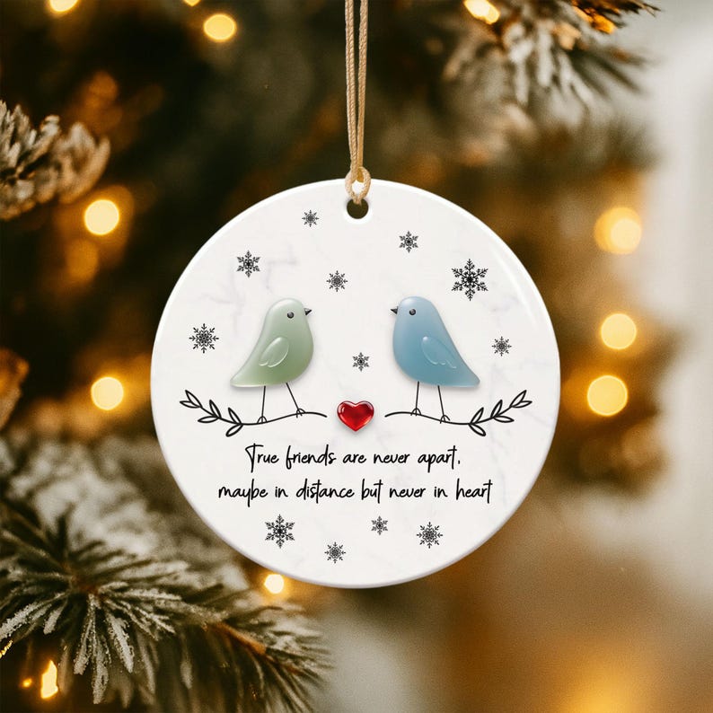 True Friends Never Apart Sea Glass Ornament