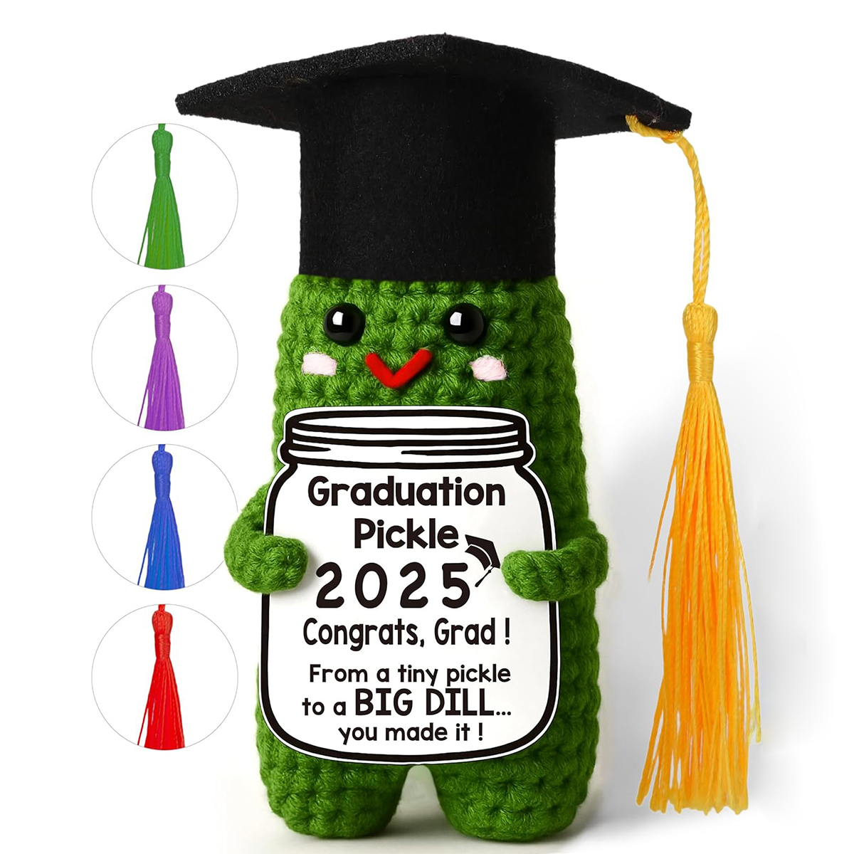 Handmade Crochet Graduation Pickle 