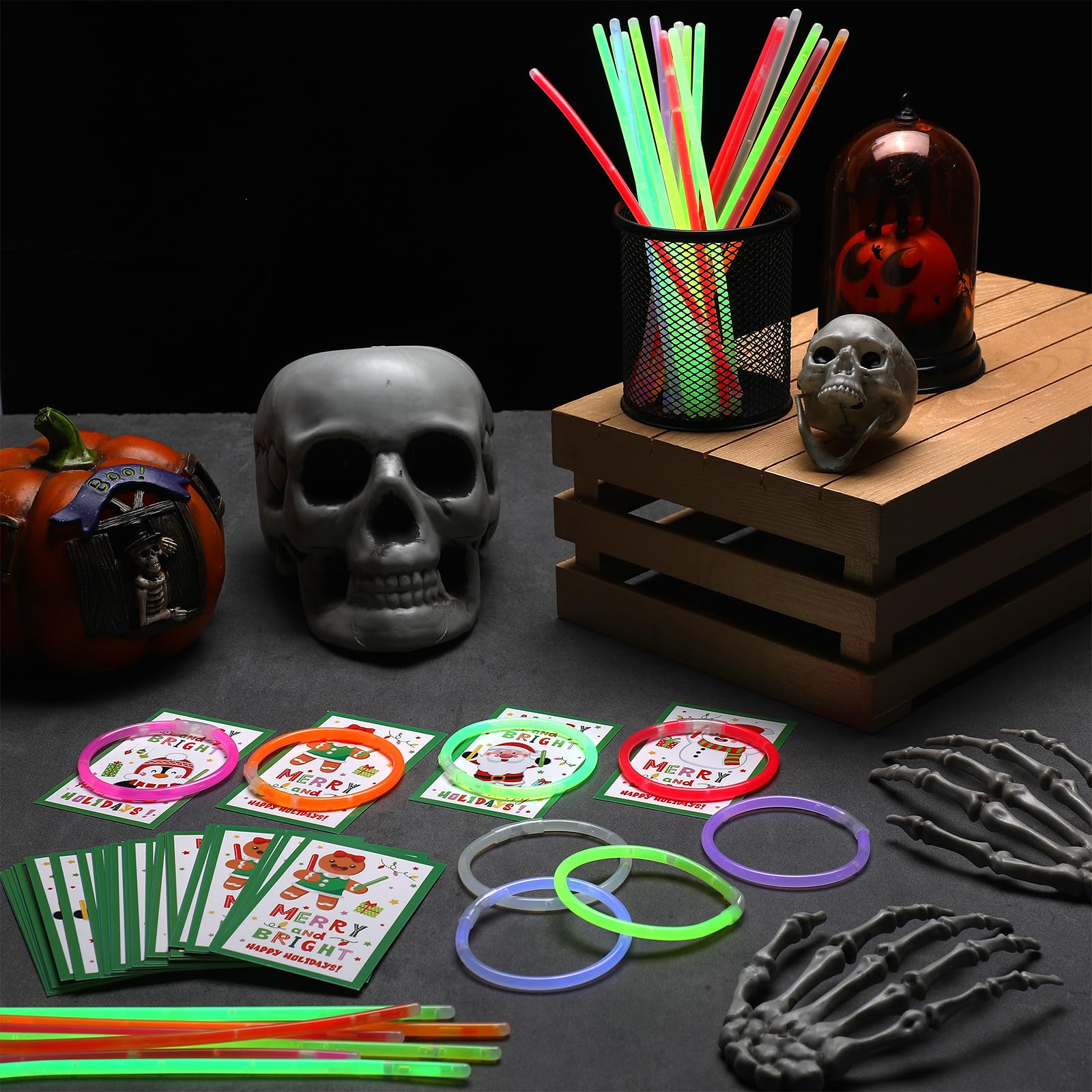 36 Set Christmas Gifts Merry Christmas Cards with Glow Sticks