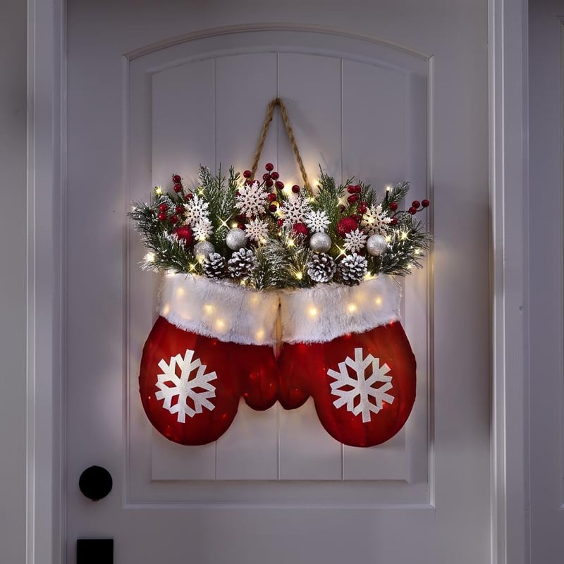 🔥 Funkelnder Christstulpen-Kranz mit 120 LED-Lichtern & 10h Auto-Timer