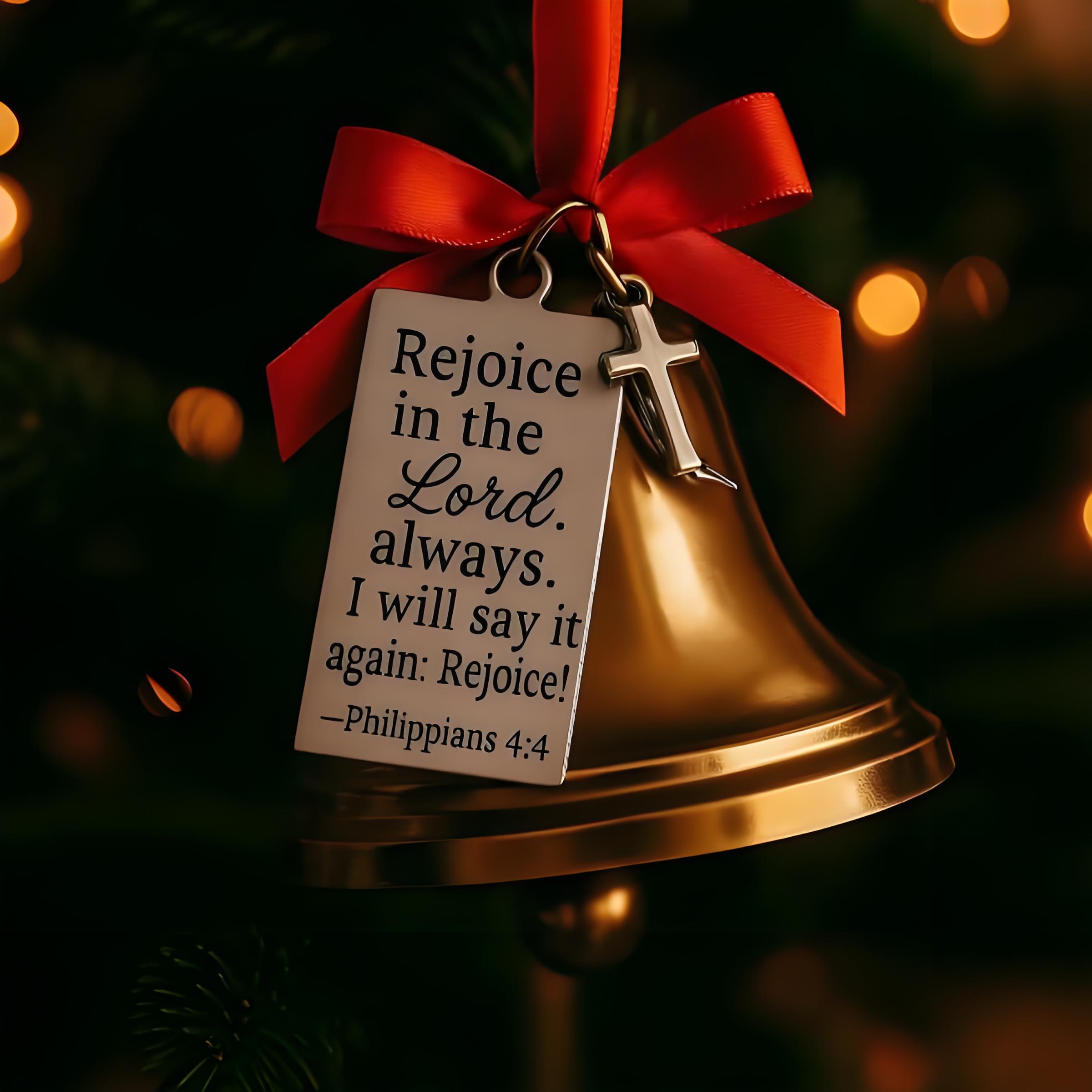 ​"Rejoice in the Lord" Christmas Bell Ornament