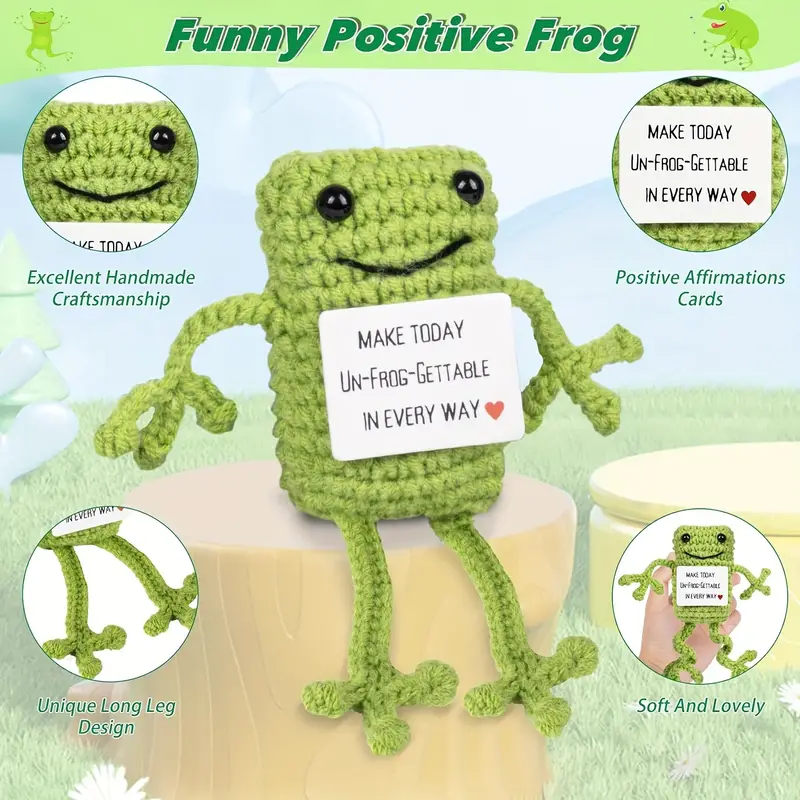 Funny Positive Frogs Mini Crochet Frogs