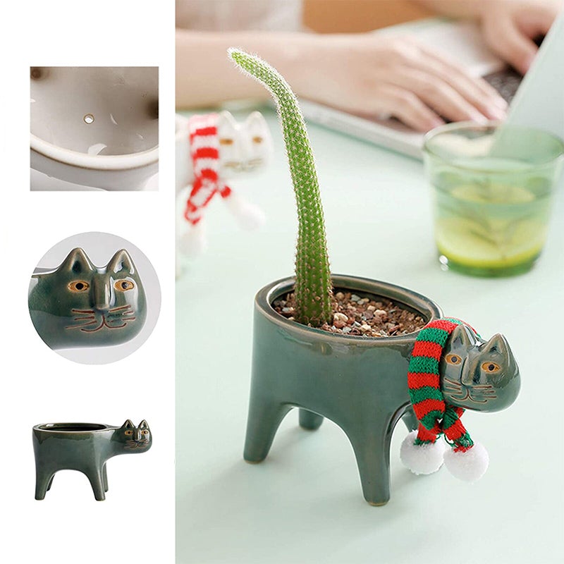 Cute Cat Tail Ceramic Plant Pot