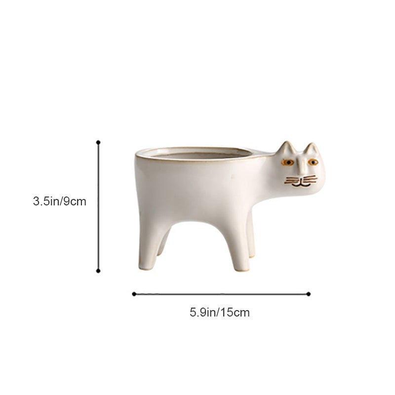 Cute Cat Tail Ceramic Plant Pot