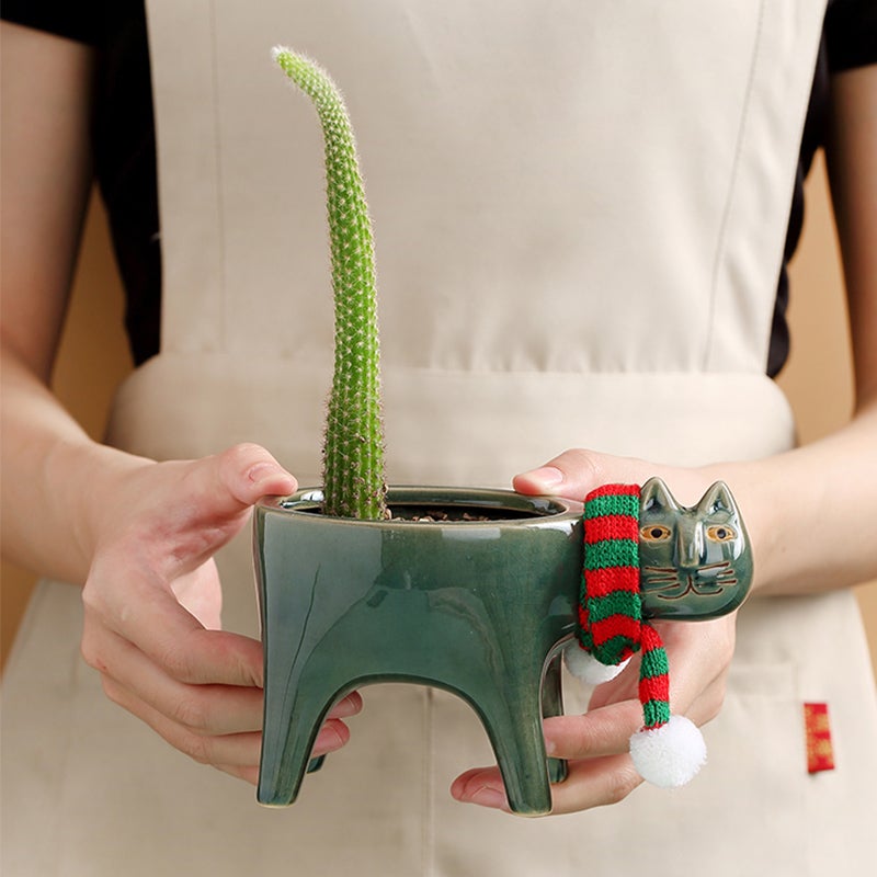 Cute Cat Tail Ceramic Plant Pot