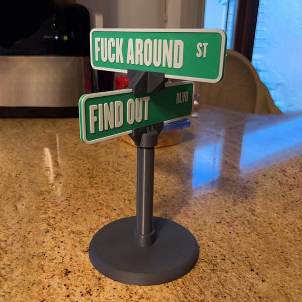 F**k Around and Find Out 3d Printed Street Sign