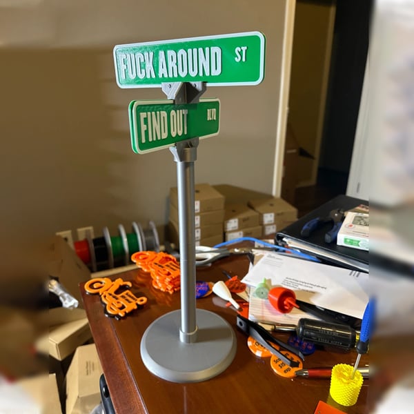 F**k Around and Find Out 3d Printed Street Sign