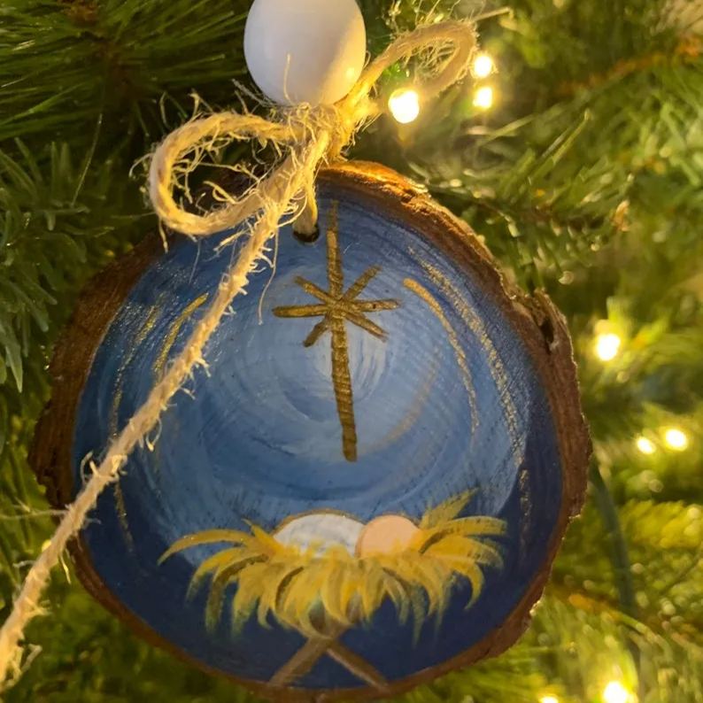 Handmade Wood Nativity Ornament