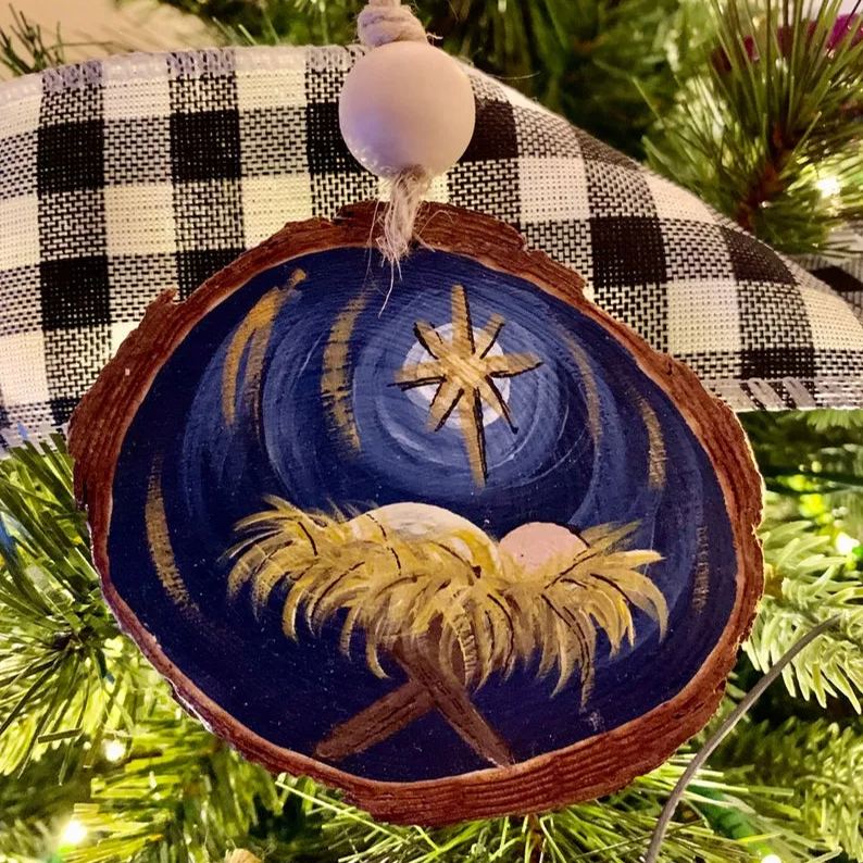 Handmade Wood Nativity Ornament