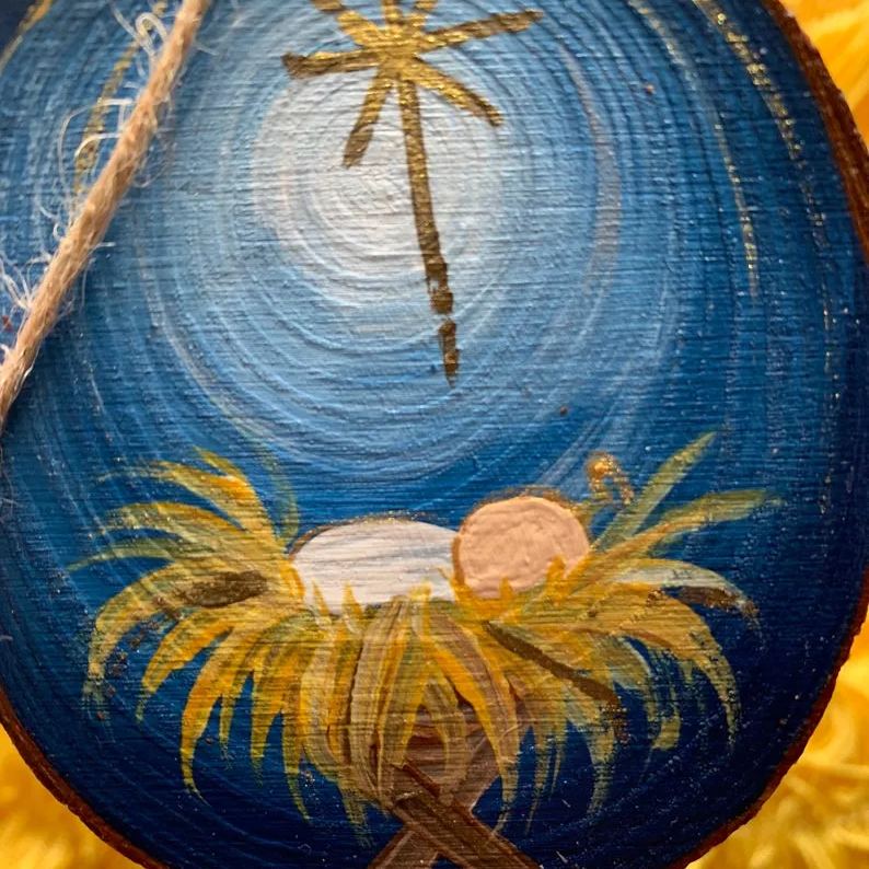 Handmade Wood Nativity Ornament