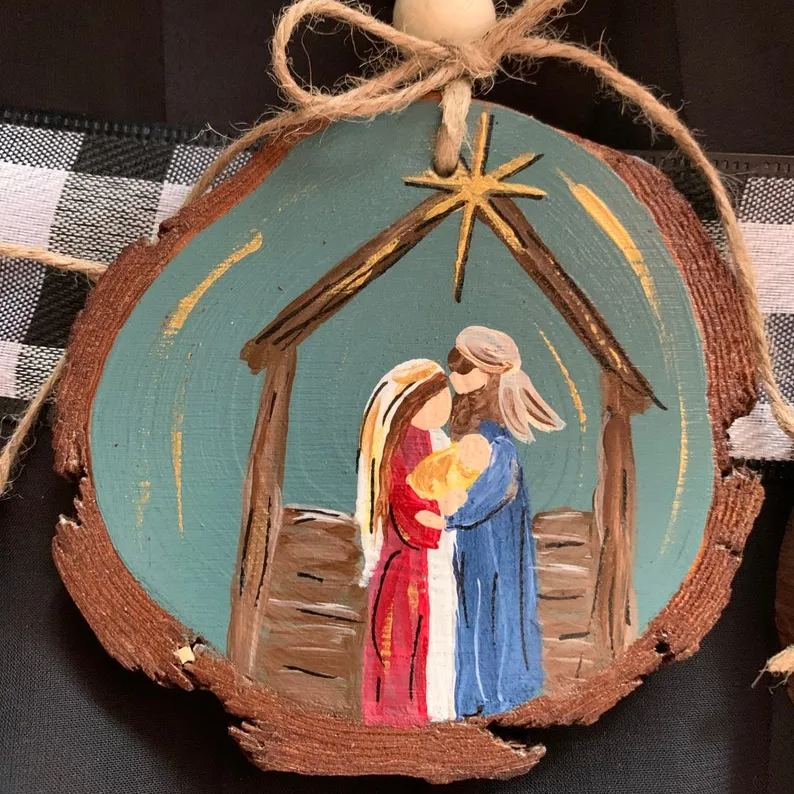 Handmade Wood Nativity Ornament