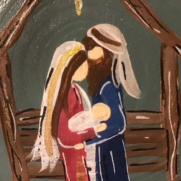 Handmade Wood Nativity Ornament