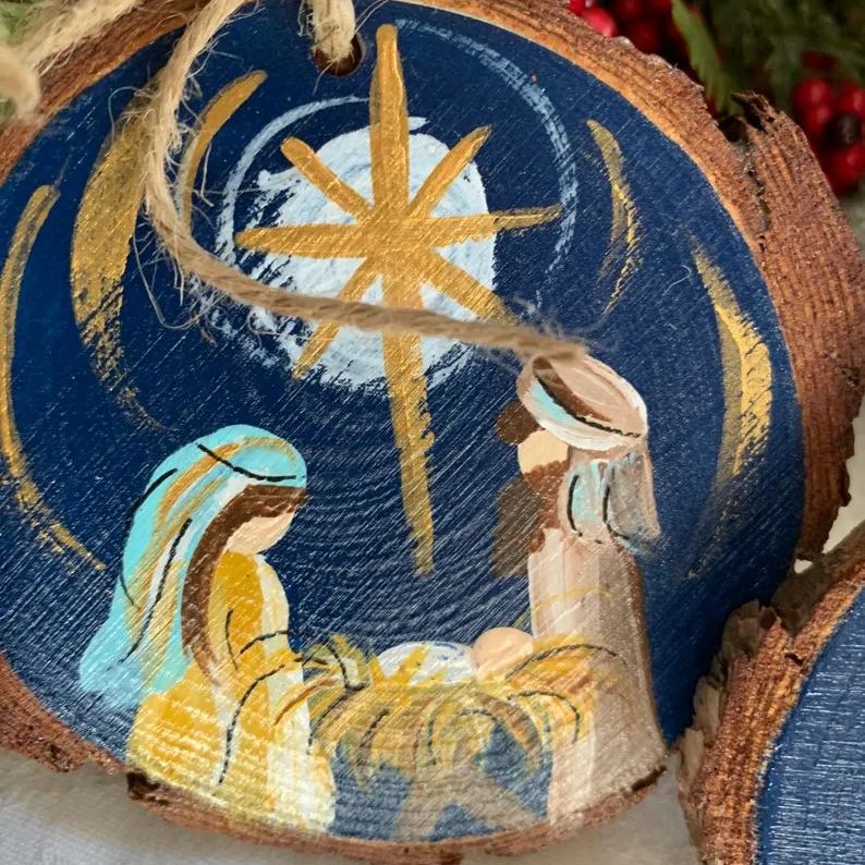 Handmade Wood Nativity Ornament