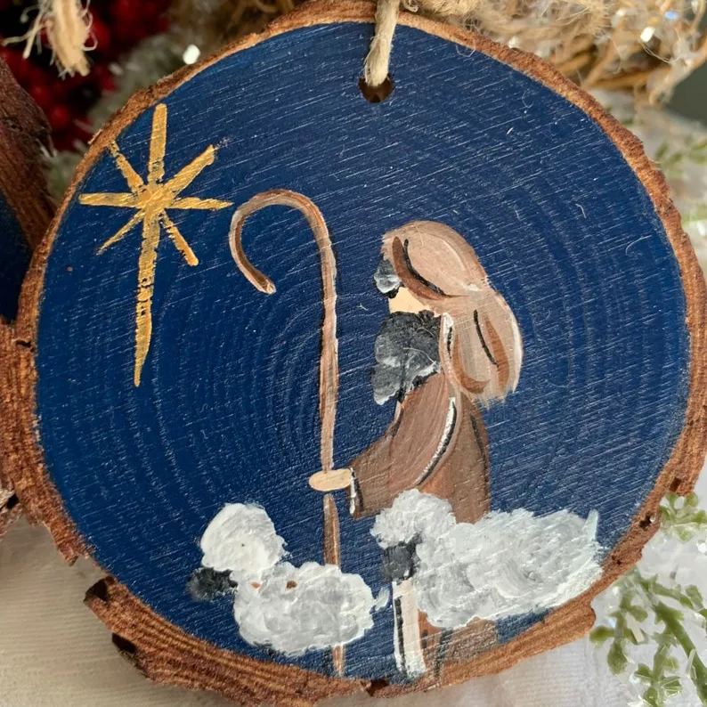 Handmade Wood Nativity Ornament