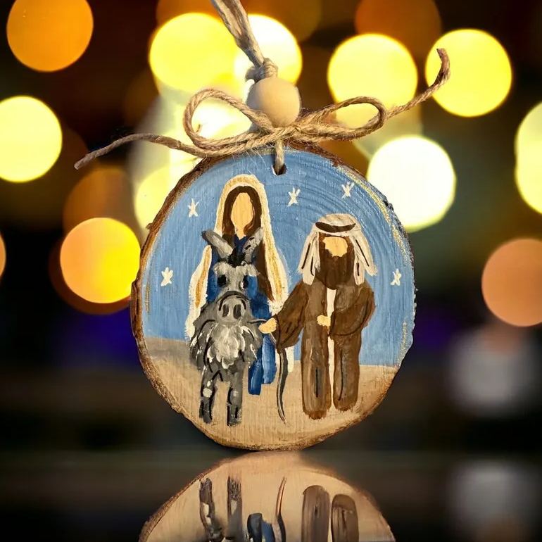 Handmade Wood Nativity Ornament