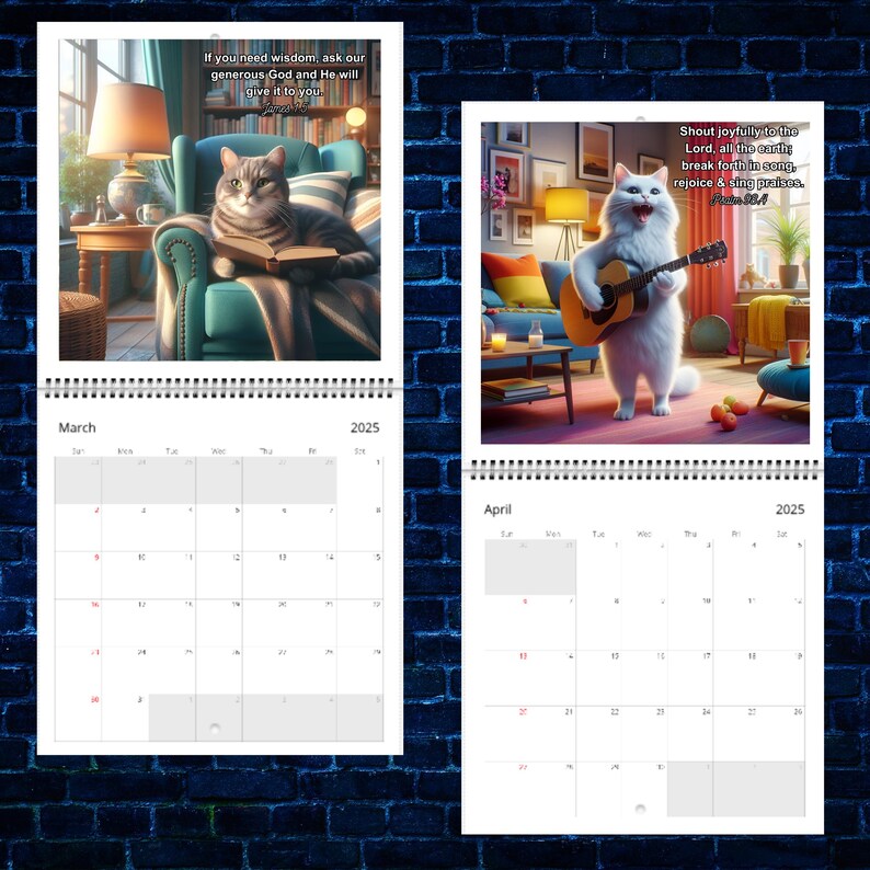 可爱的猫咪与圣经经文 2025 年日历 📖🐱