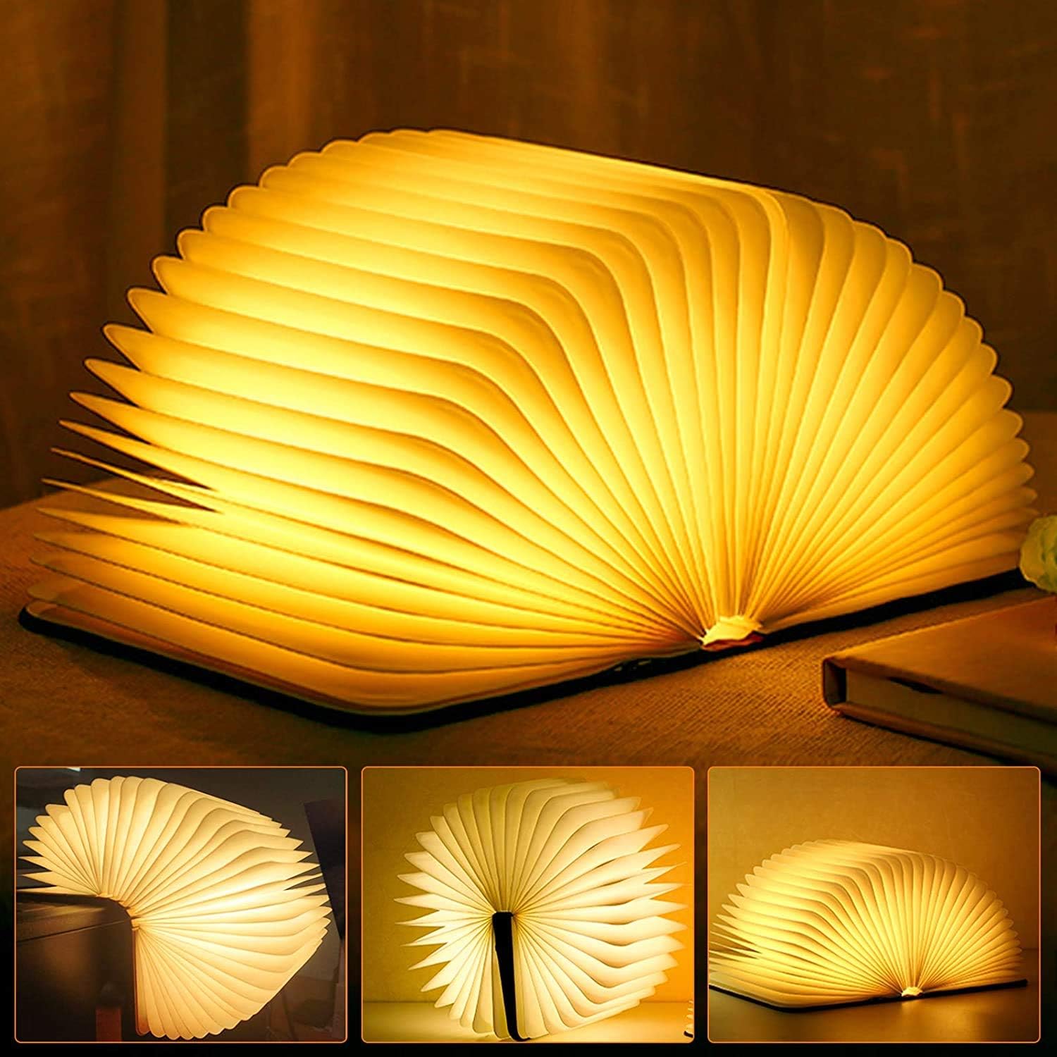 Novelty Wooden Folding Book Lamp