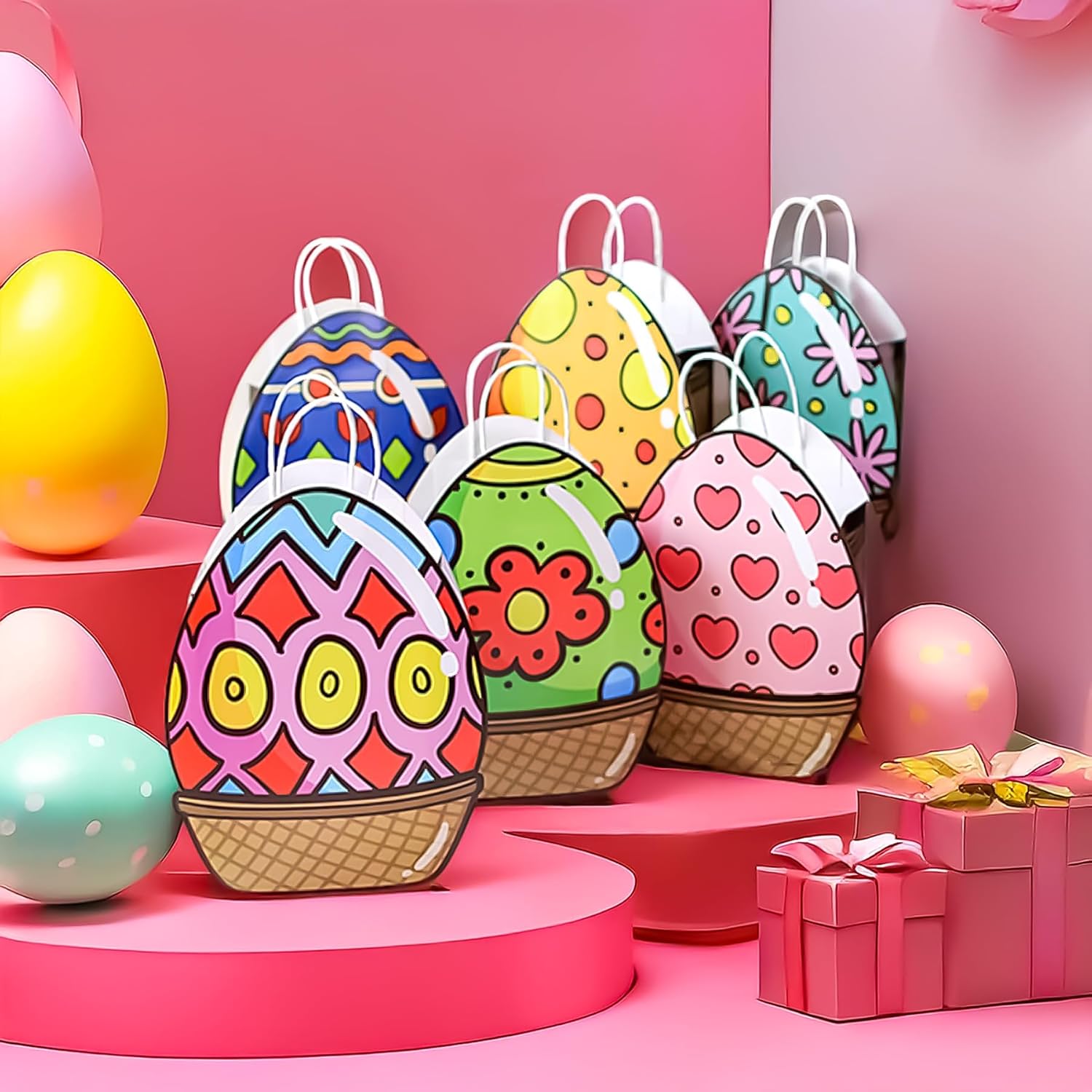 6Pcs Large Capacity Easter Egg Tote Bags