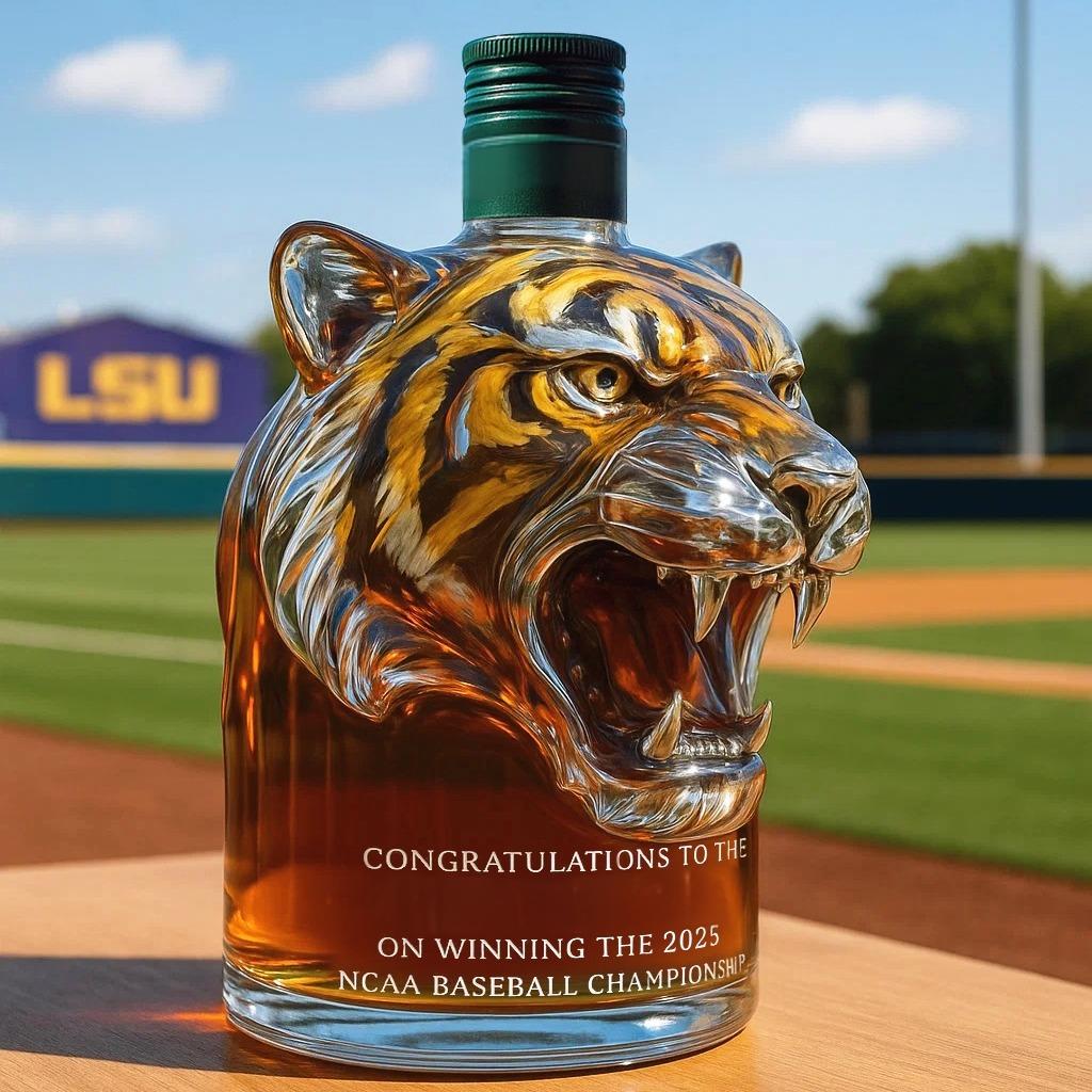 Whiskey bottle Commemorating LSU Tiger's 2025 NCAA Caseball Championship